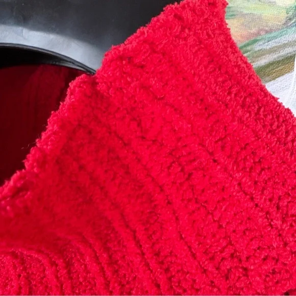 American Eagle Red Ribbed Knit Mock Neck Sweater (XS) - Picture 14 of 14